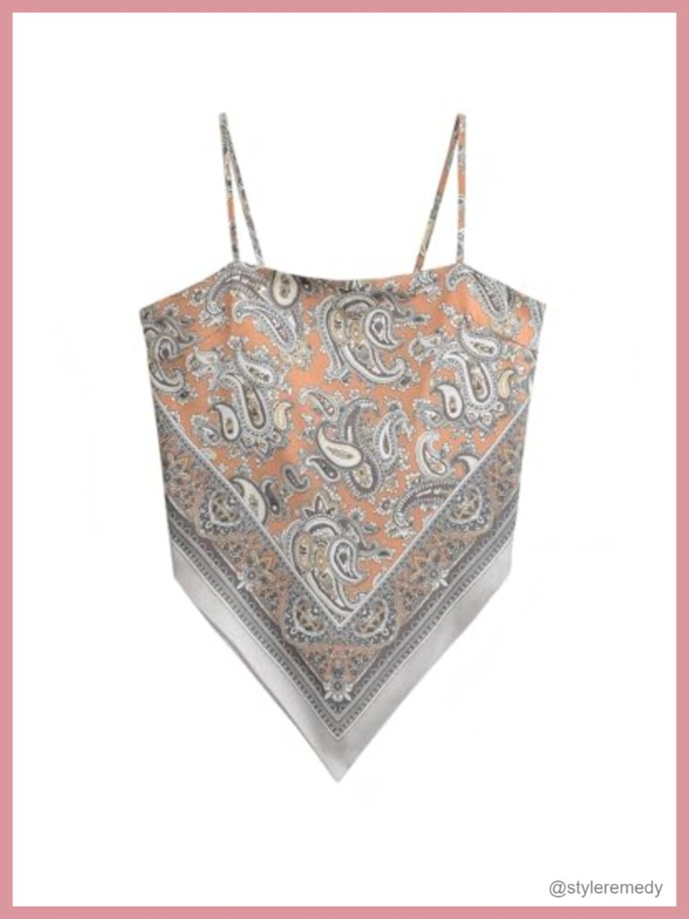 Satin Paisley Bandana Tube Top Tie Back Boho Scarf Top
